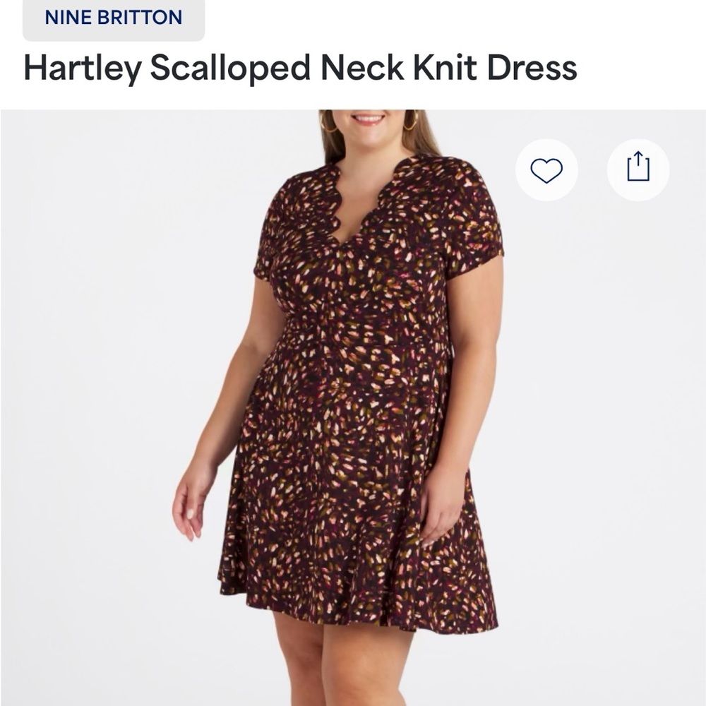 Knee length knit dress Nine Britton, Stitch Fix brand. Scalloped Edge neckline